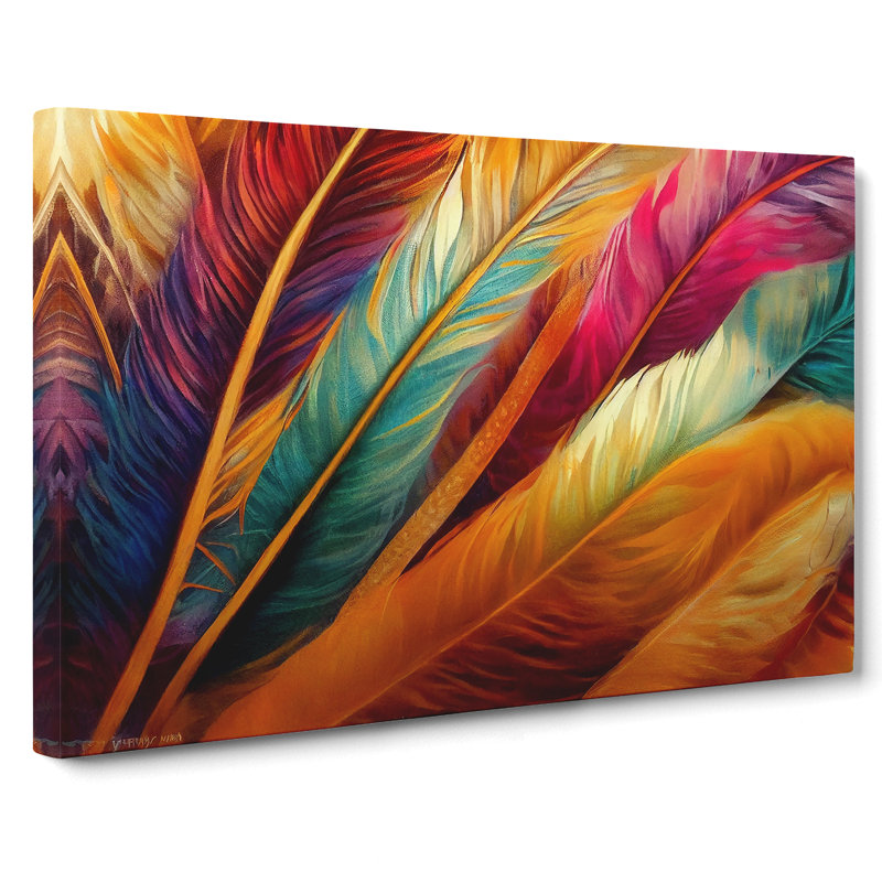 Colourful Bird Feathers Vol.3 - Wrapped Canvas, 50cm H x 76cm W x 3cm D