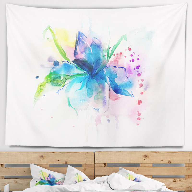 Tapisserie d’art à motif aquarelle animal iris, H 50 po x l 60 po