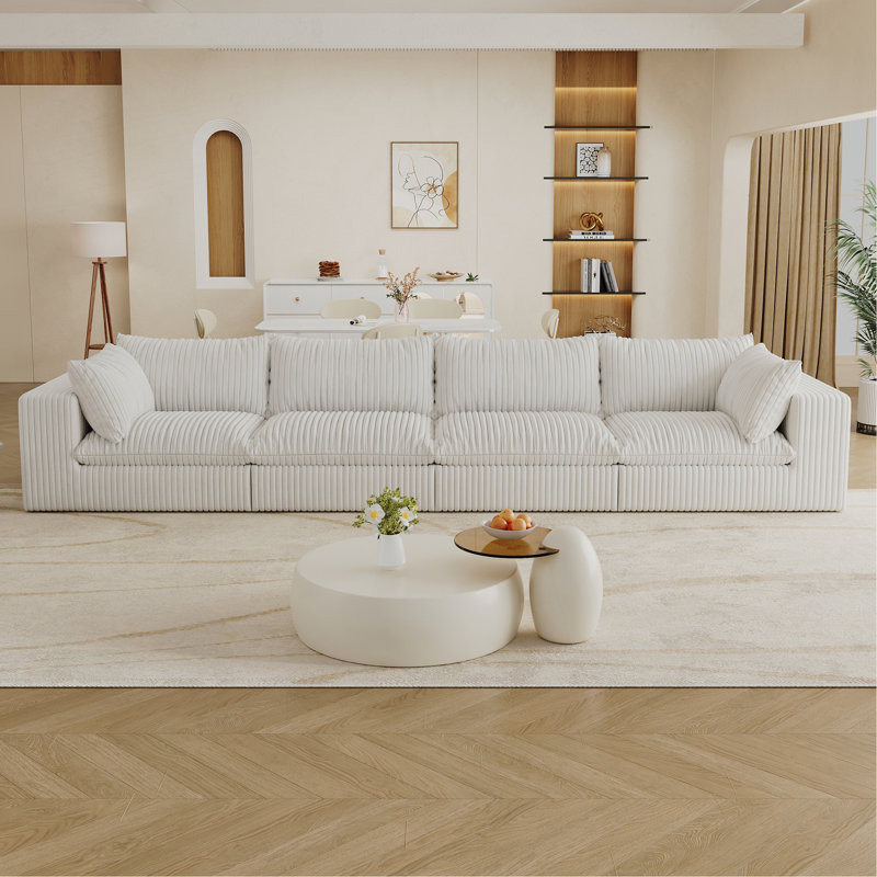 Canapé Bon Bon, H 24 po x l 157,6 po x P 36,4 po, Blanc