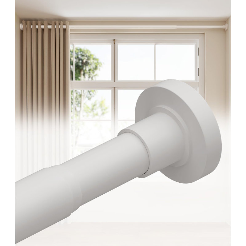 Tension Curtain Rods for Windows 66 to 120 Inch, Curtain Rods No Drilling, Blanc