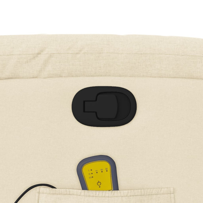 vidaXL Massage Recliner Chair, Adjustable, Cream Polyester, Manual