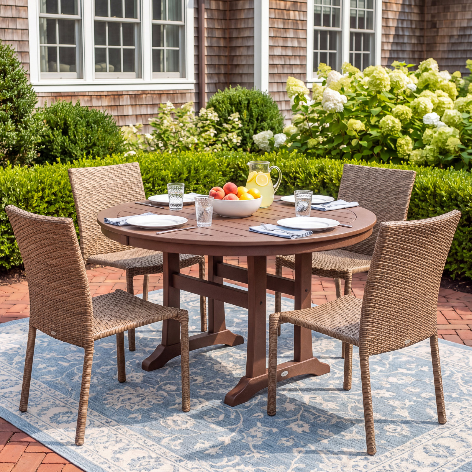 POLYWOOD® Nautical 48" Patio Dining Table, Mahogany