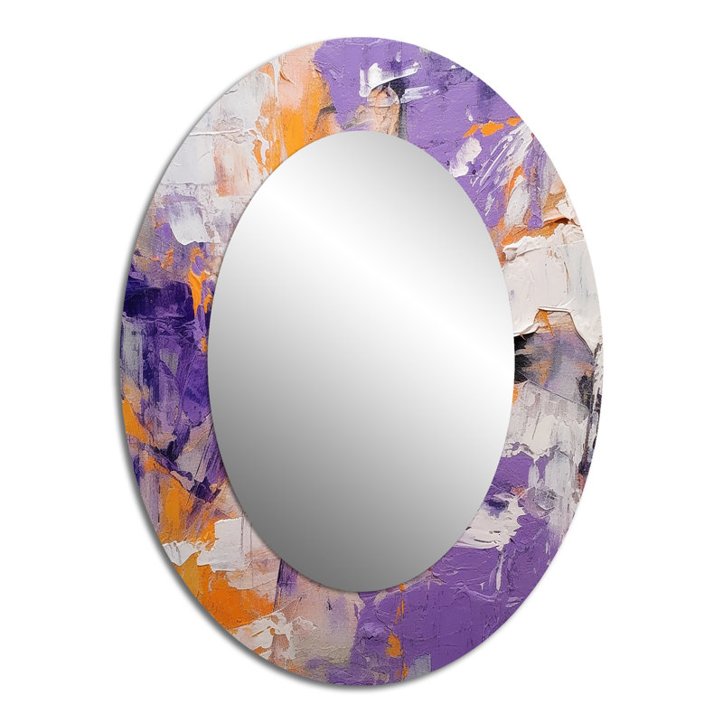Evolving Movements Abstract Expressionism III - Purple Oval Wall Mirror Decor, 40" x 30"