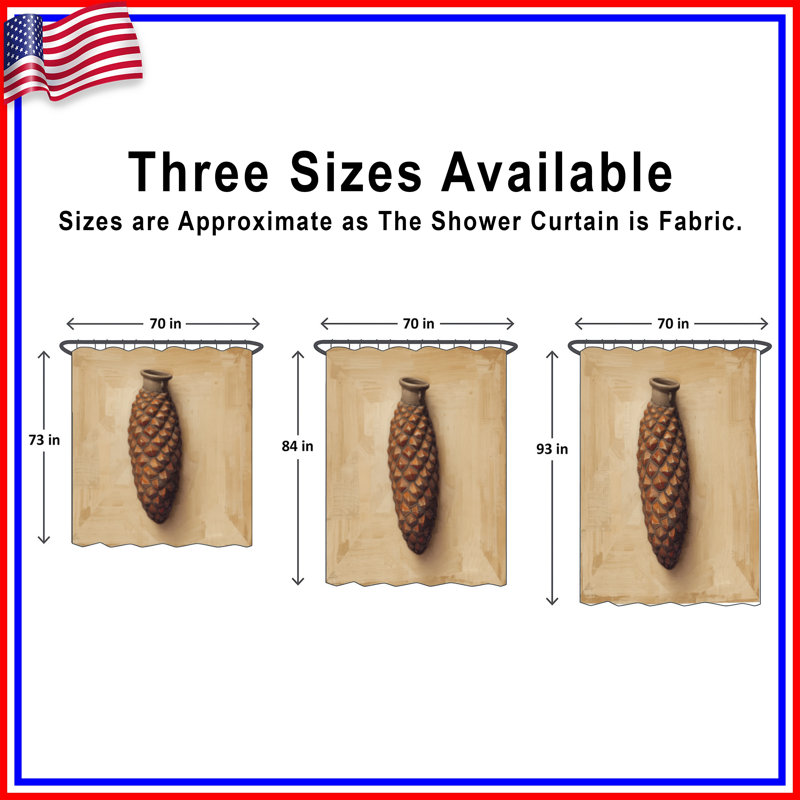 Geometric Pinecone Sculpture Shower Curtains Extra Long, 70in W x 84in H