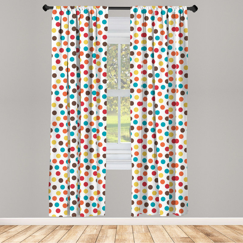Polka Dots Semi-Sheer Rod Pocket Curtain Panels, 28" x 84"