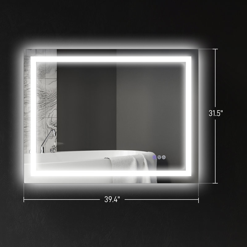 Miroir de salle de bain à DEL avec lumières, miroir à DEL rétroéclairé pour la salle de bain, anti-buée, mémoire, température de couleur infinie, miroir de meuble-lavabo mural à intensité variable, horizontal / vertical