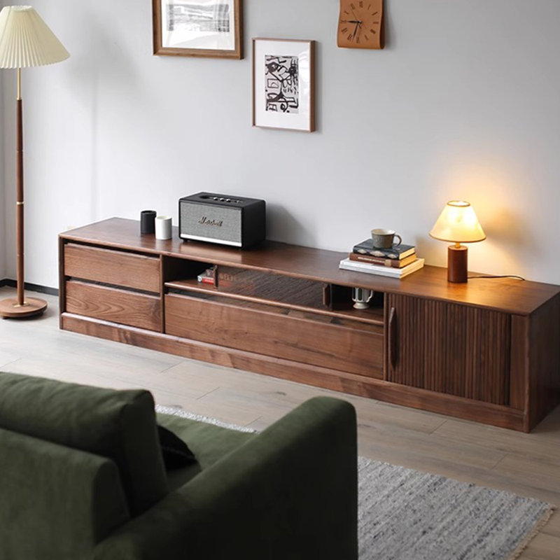 Black walnut solid wood TV cabinet