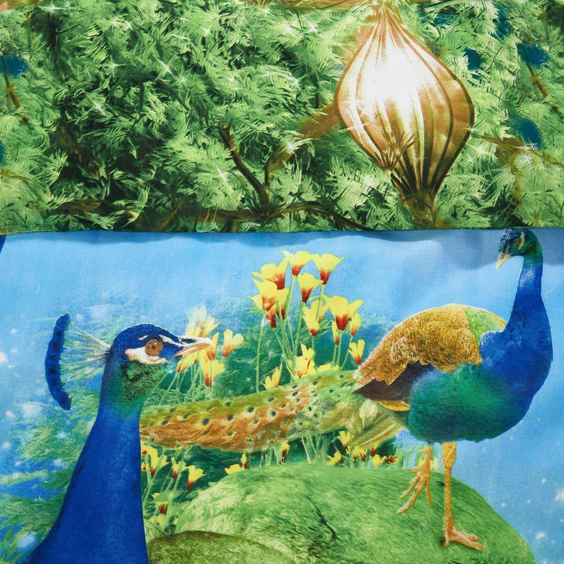  Ensemble de housse de couette réversible Peafowl, Housse de couette pour très grand lit + 5 pièces