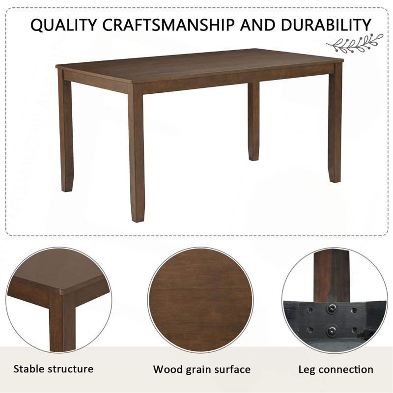 Ensemble de table de salle à manger 6 pièces avec banc et chaises, ensemble de table à manger en bois pour 6 personnes, ensemble de table de salle à manger de style rustique pour 6 personnes
