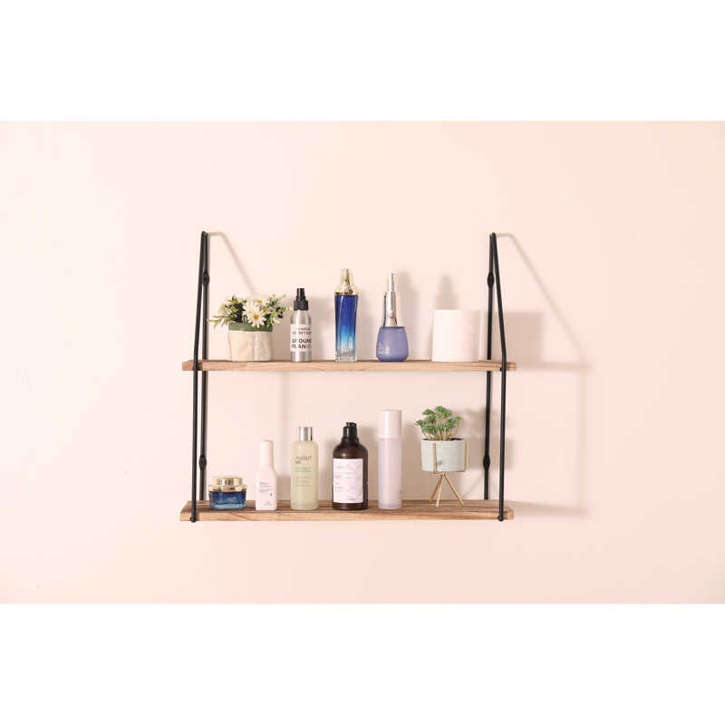 Tablette flottante avec supports en métal, rangement mural en bois rustique, présentoir décoratif