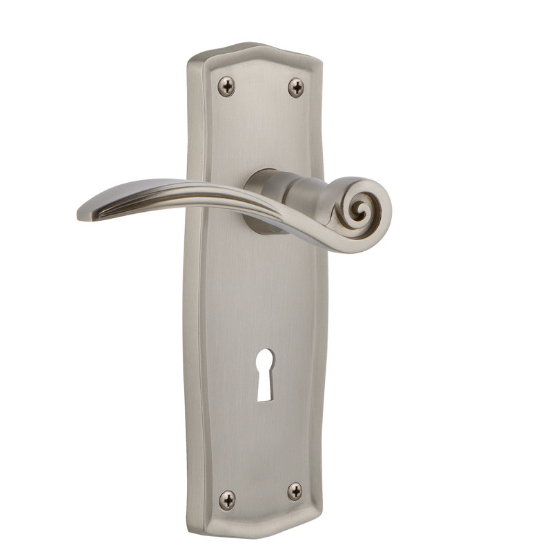 Assiette double Prairie avec trou de serrure décoratif et levier de cygne Prairie, Nickel satiné