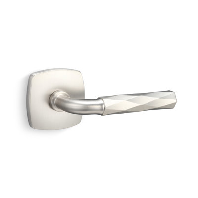 Forma Passage Rosette In Satin Nickel, Vertex Grip In Satin Nickel