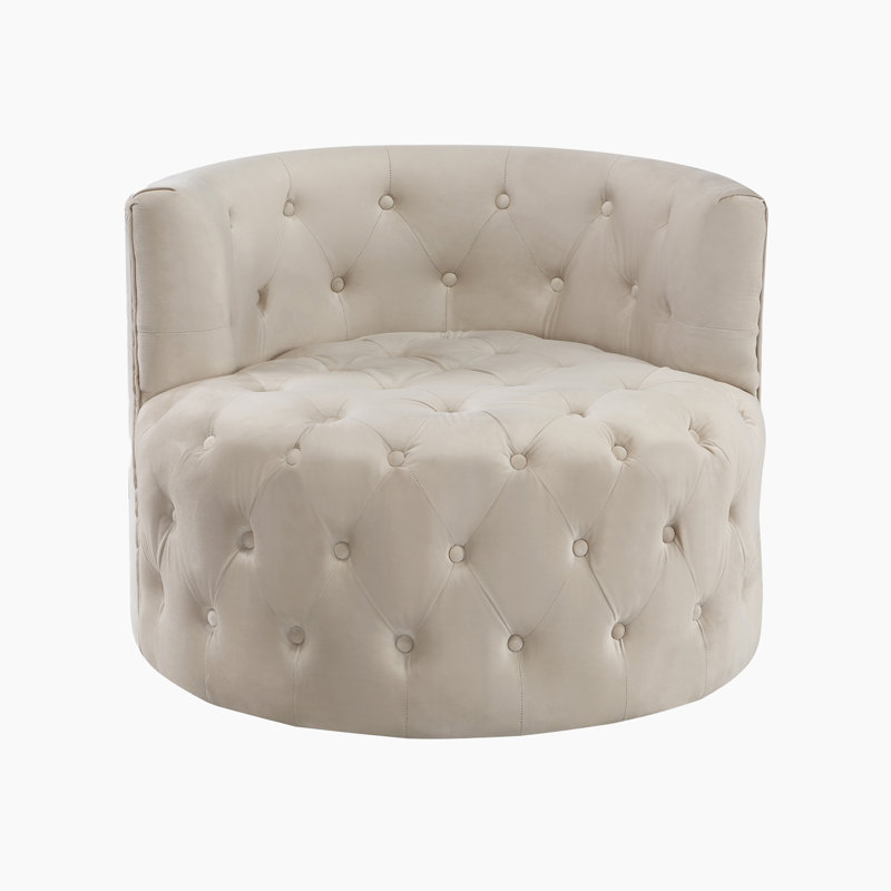 Jaonte 33" Modern & Contemporary Swivel Chair with Velvet Fabric Upholstery, 360-Degree Swivel, Foam over Pocket Coils