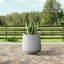 Grand pot à fleurs rond en béton naturel de 17 po avec trous de drainage pour l'intérieur et l'extérieur-279391871-279391859