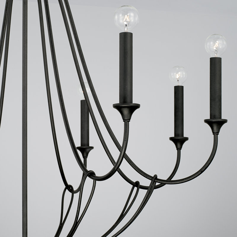 Lustre 8 lumières en fer noir