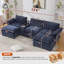 [NEW ARRIVED] [VIDEO PROVIDED]U Shaped Modular Sectional Sofa,Storage Console & Wireless Charging,2 Cup Holders,Bluetooth Speakers,2 Movable Footstools,Adjustable handrail,Movable seat,Chenille,Blue-129574448-129574446