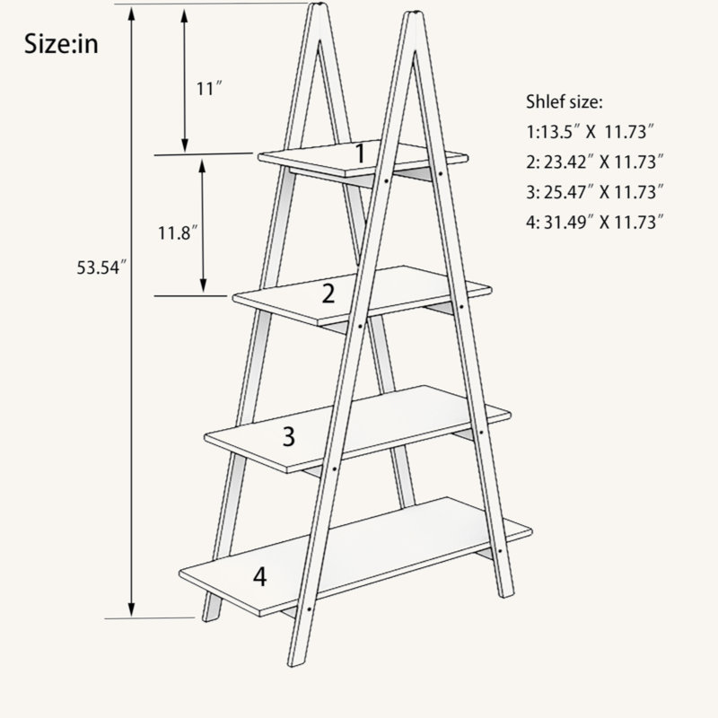 Solid Bamboo Wood Oxford “A”Frame Ladder Display Bookshelf