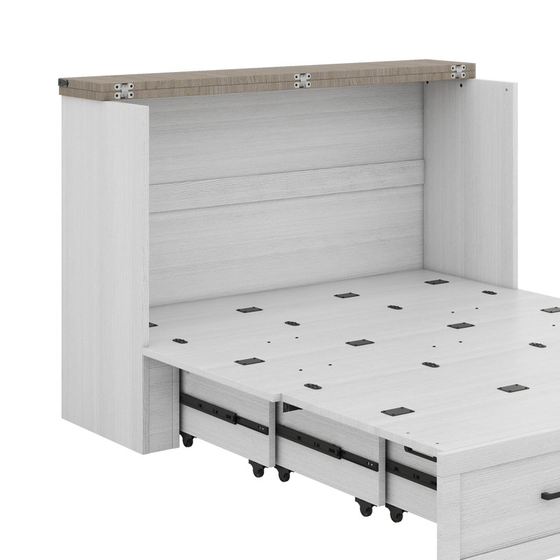 Armoire-lit escamotable avec installation de chargement Murphy, Blanc, Double
