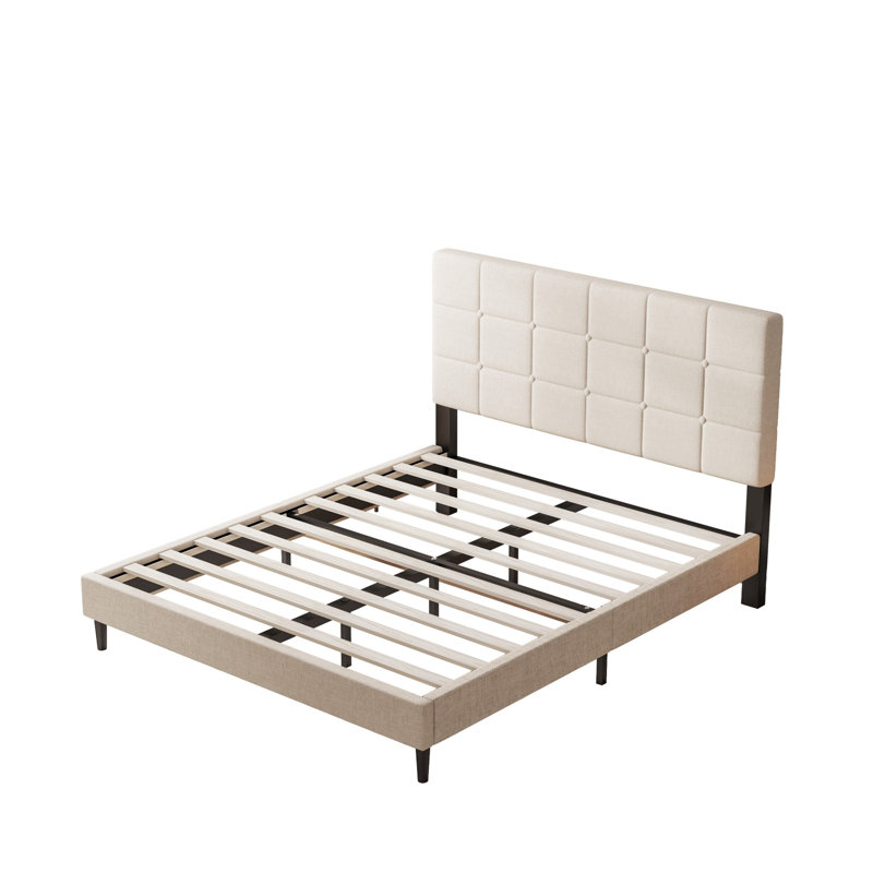 Upholstered Bed Frame with Headboard, Double (4'6)