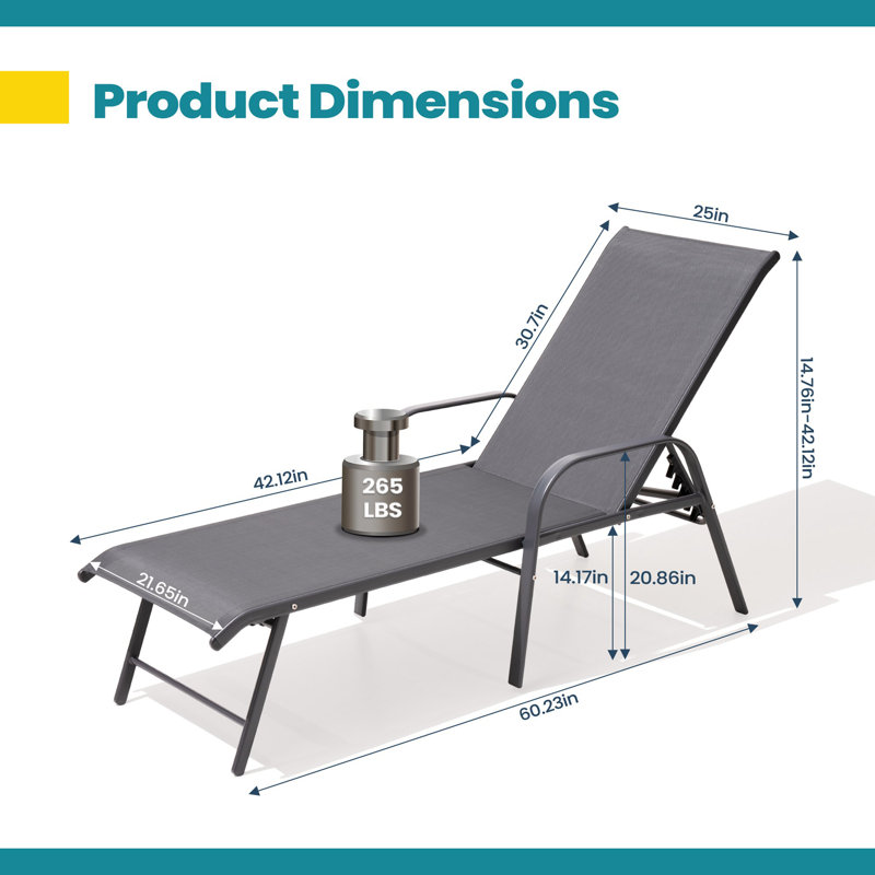 Chaise longue d'extérieur en aluminium Guyden, Gris