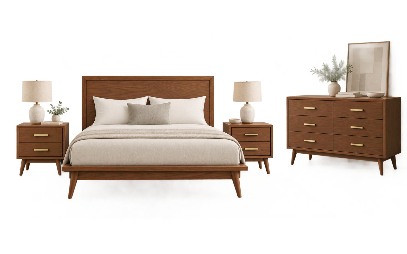 Joshuah Oak Bedroom Set, Tan, King