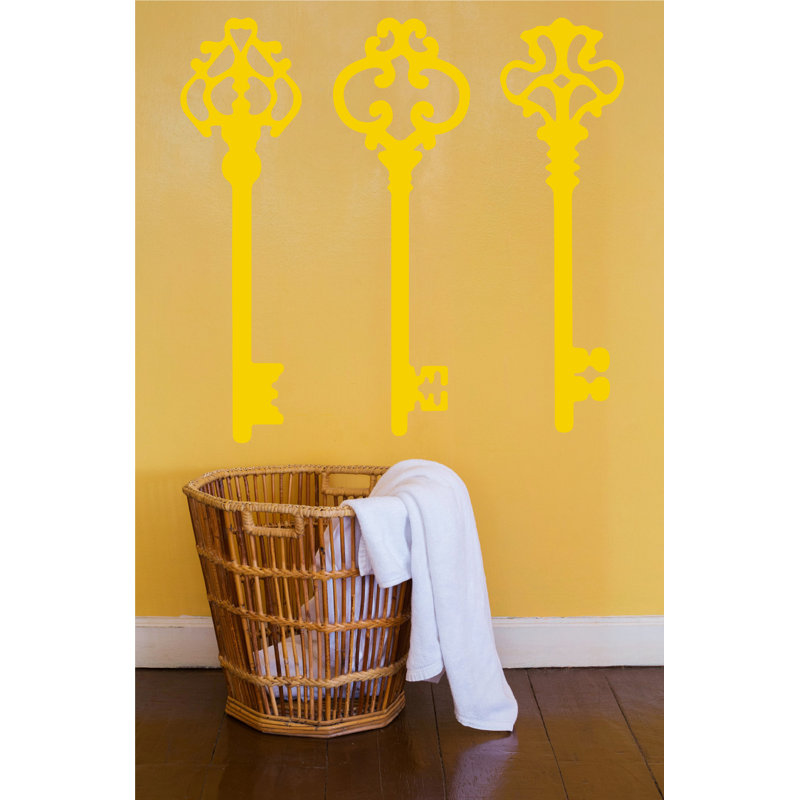 Décalcomanie murale clés squelettes, H 45 po x l 46 po x P 0,01 po, Jaune clair