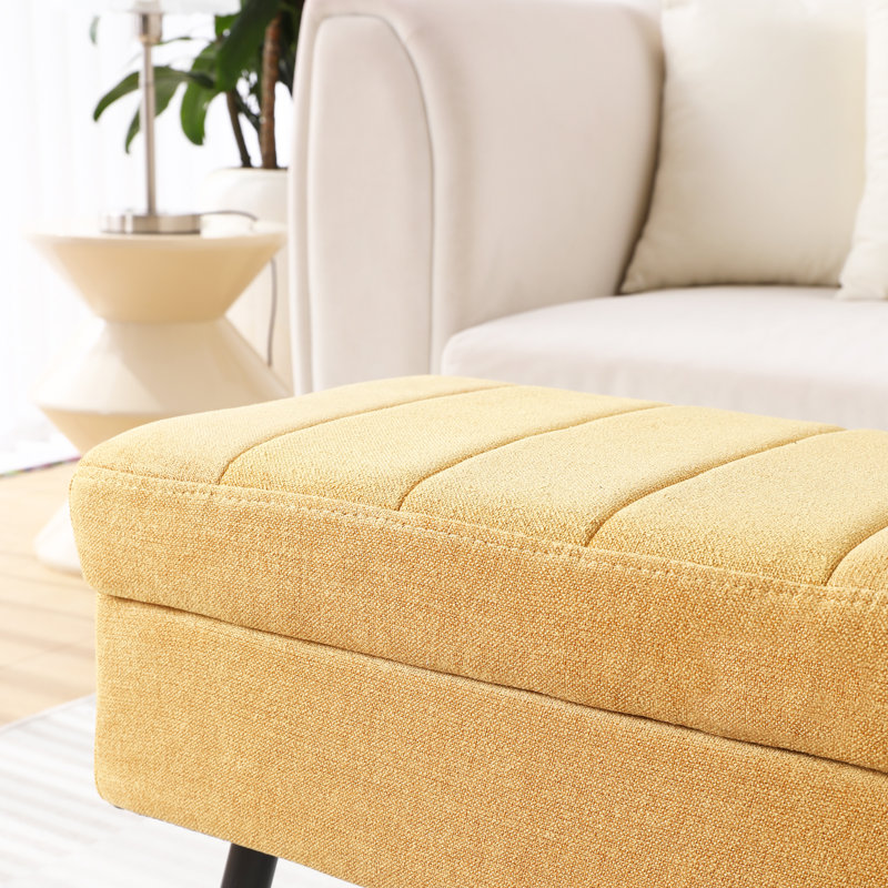 Banc de rangement rembourré Vondale, Jaune