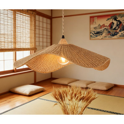 Arturesthome Plug In Pendant Light With Dimmable Switch & LED Bulb, 16.4FT Cord, Boho Hemp Rope Woven Shade For Farmhouse Dining Room Kitchen Island