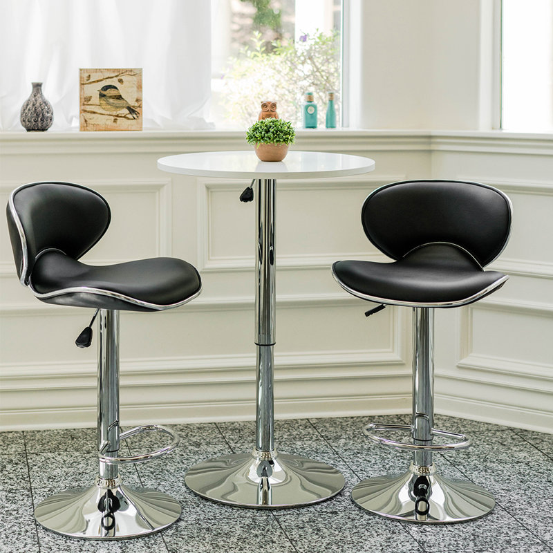 Swivel Upholstered Adjustable Height Counter Stool with Metal Frame