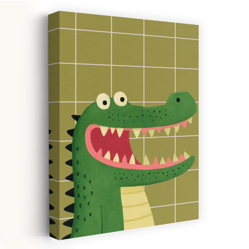 Contemporary Art Playful Contemporary Alligator Crocodile Forest Wall Art by Neetesh Kumar - Wrapped Canvas Print