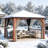 Hadley 12 Ft.X 12 Ft.Outdoor Patio Premium Cedar Wood Frame Gazebo With Mosquito Netting And Curtains, Galvanized Steel Hardtop Single Roof Pavilion