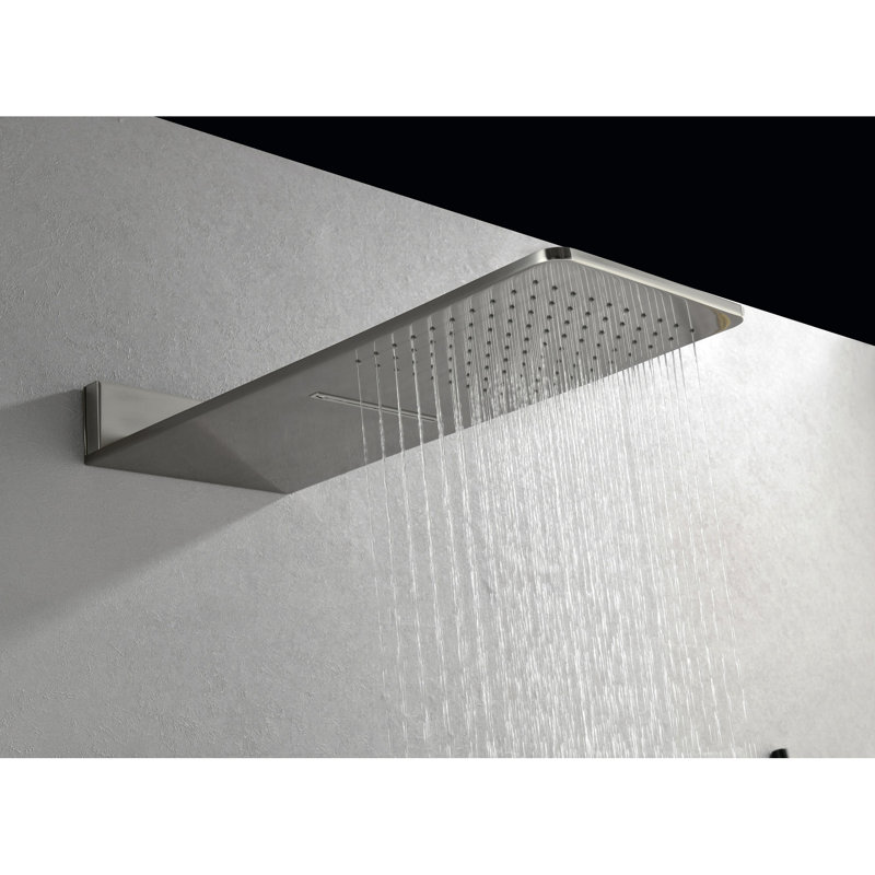 Douche en nickel brossé avec 3 jets pour le corps et fixation murale pour une baignoire moderne