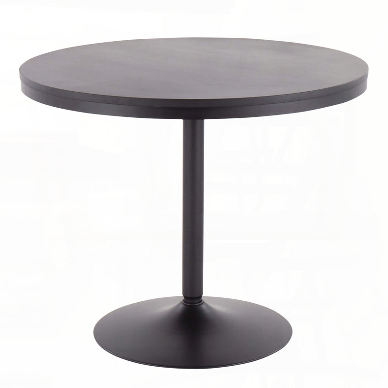Table de salle à manger industrielle - Base en acier noir et plateau en bois noir, H 29,75 po x L 36 po x l 36 po, Noir