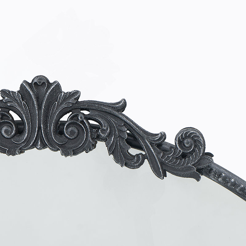 Miroir de style classique avec cadre d'inspiration baroque pour salle de bain, 32 po x 30 po, Noir, Rond