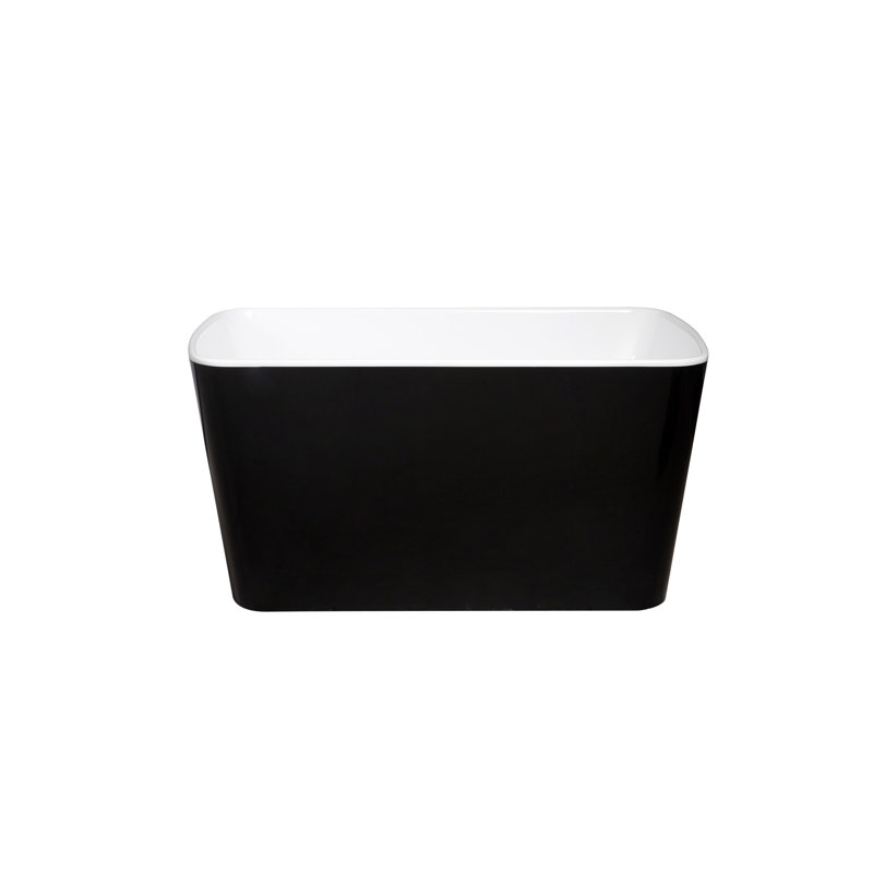 Baignoire de trempage autoportante en acrylique de 49 po, baignoire japonaise carrée avec trop-plein et bonde, baignoire noire lustrée 49 po, trop-plein de baignoire carrée,