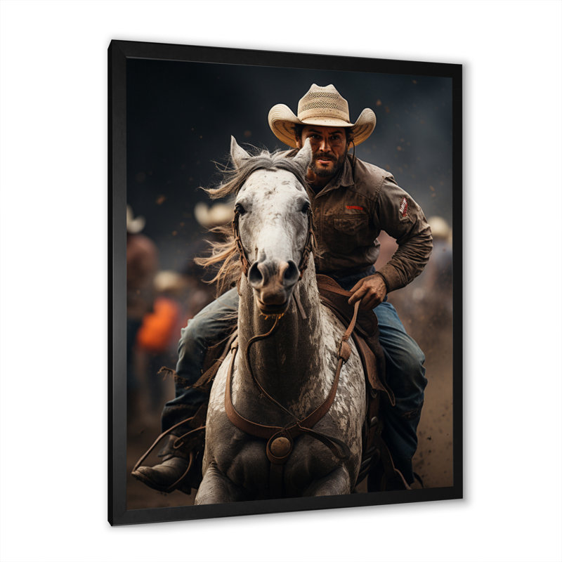 Yodei Canada Calgary Rodeo I - impression, H 20 po x l 12 po x P 1 po, Cadre simple noir