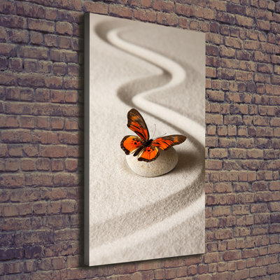 Zen Stone And Butterfly - Wrapped Canvas Print