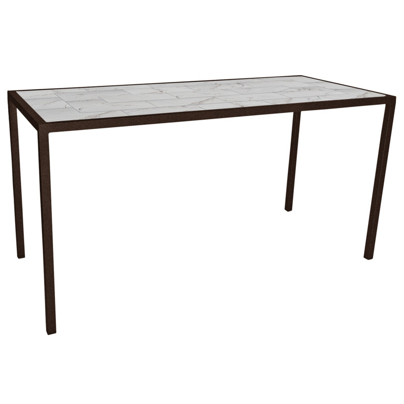 Quadra Outdoor Rectangle Counter Table, Pallazo White, 33" W x 75" L x 37.5" H, Copper Creek