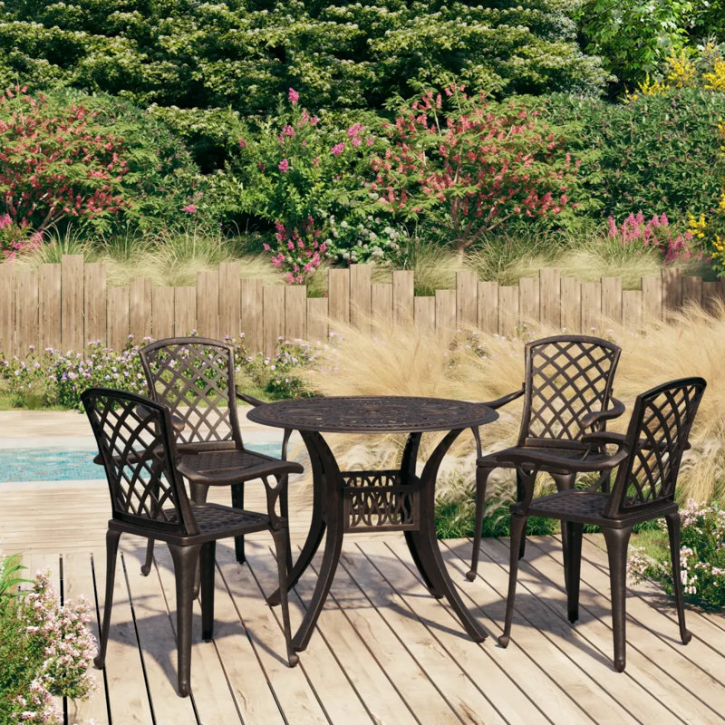 Osullivan 4 - Person Patio Dining Set with Round Table, Bronze