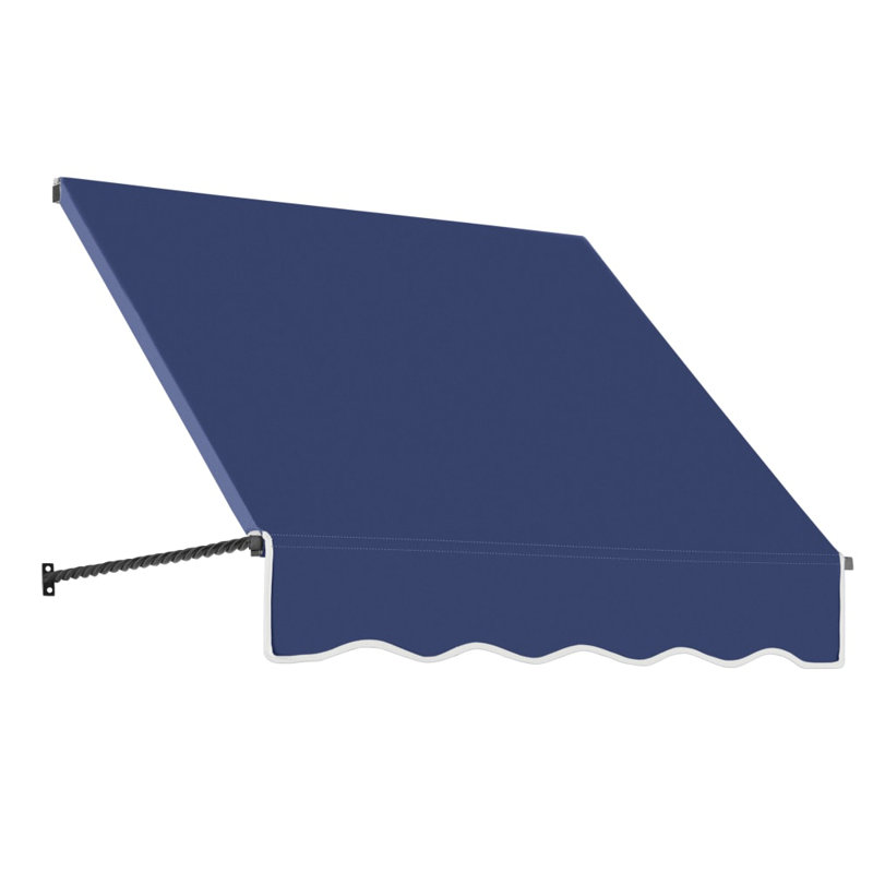 Awntech Santa Fe Acrylic Fabric Fixed Awning with Iron Rope Arms, 31" H x 40.5" W x 24" D, Navy
