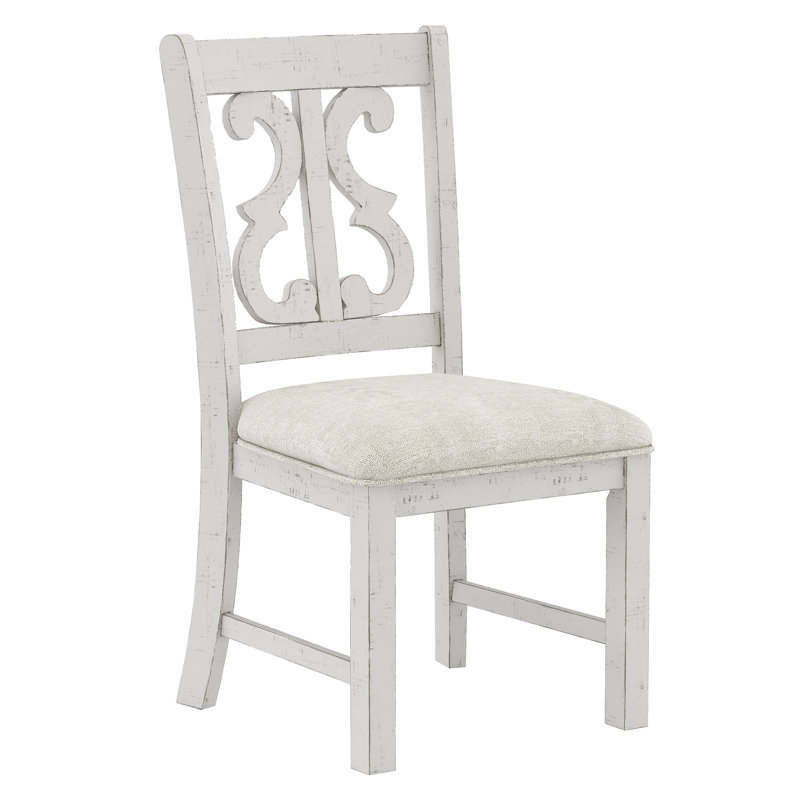 Bella 18.5'' H Upholstered Side Chair, Distressed White