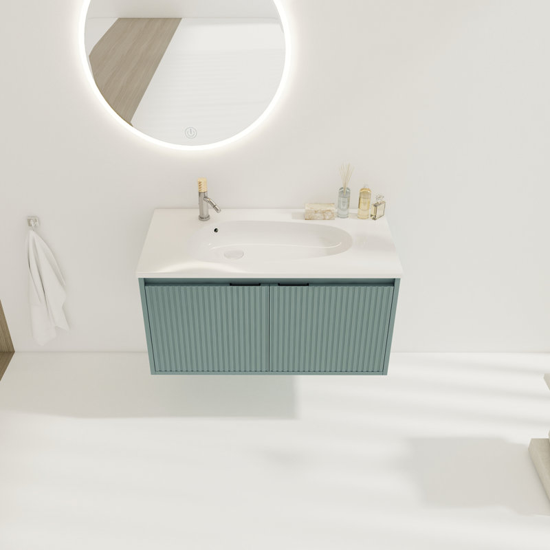 Meuble-lavabo flottant 36 po avec lavabo en résine