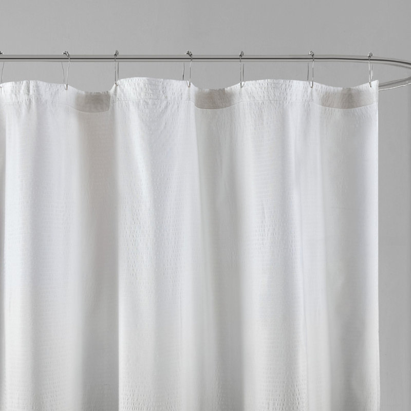 Gray Ombre Seersucker Fabric Shower Curtain