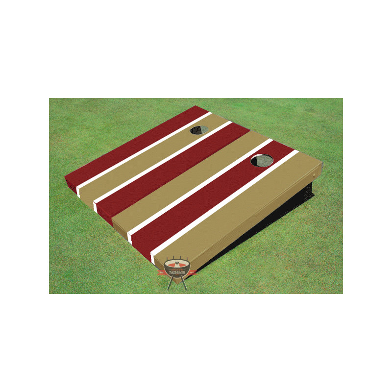 Ensemble de planches de cornhole à rayures longues 2 'x 4', Or et marron