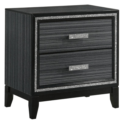 Weathered black 2-drawer bedside table