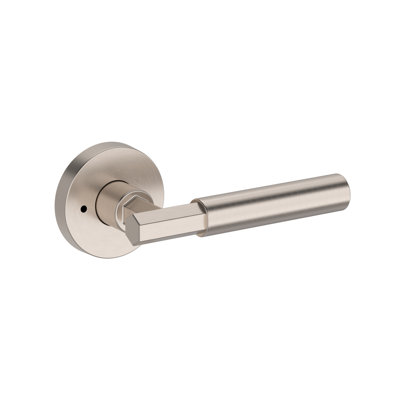 Riddling Privacy Lever with Contemporary Round Rose in Polished Chrome