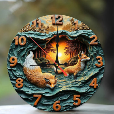 Horloge murale Sunset Fox Ocean