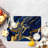 Blue and Gold Abstract Pattern Glass Art Print Featuring Alcohol Ink Design on a Tempered Glass-Like Background Ideal for Modern Home Decor-114446676