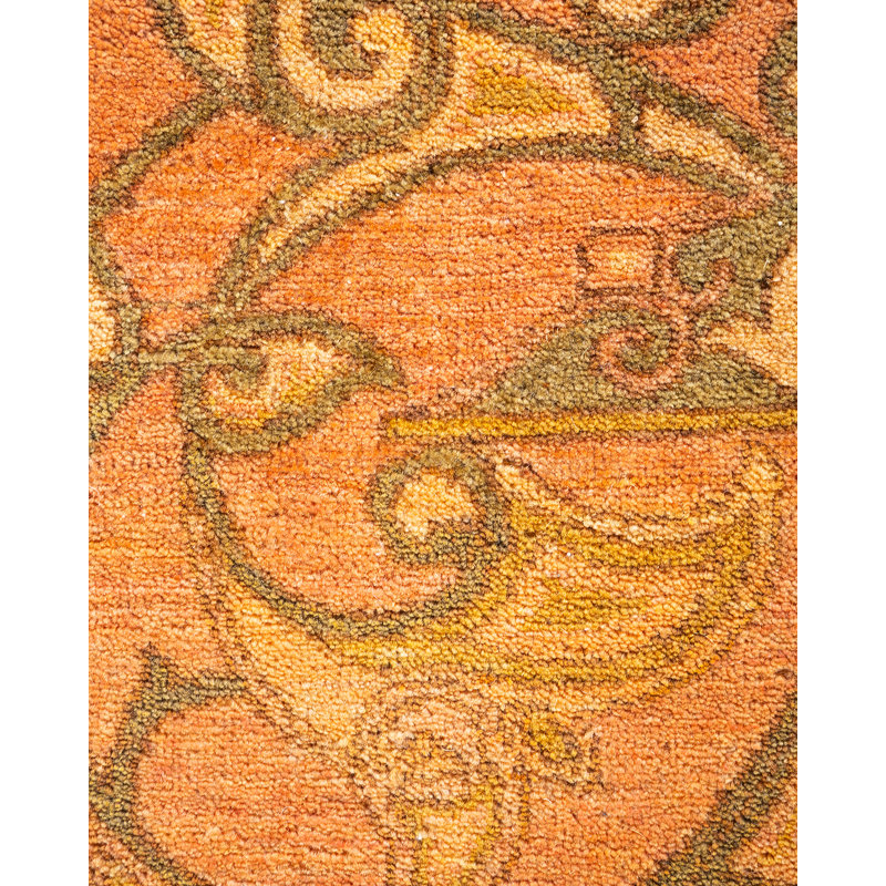 Tapis unique noué à la main rose de 8 pi 1 po x 9 pi 10 po Keenan
