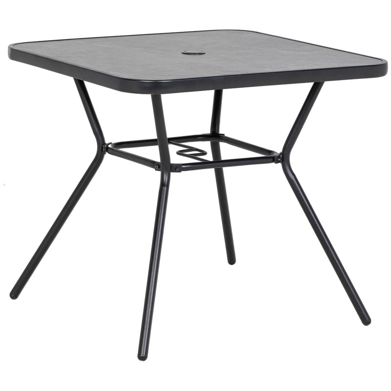Neosha Square Metal Outdoor Bistro Table With Umbrella Hole , 80cm W 80cm D